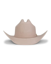El San Marcos Texana Beige de Tucson Hats es un sombrero vaquero de ala ancha y copa alta hecho de 100% lana con una banda sutil, mostrado sobre un fondo blanco.